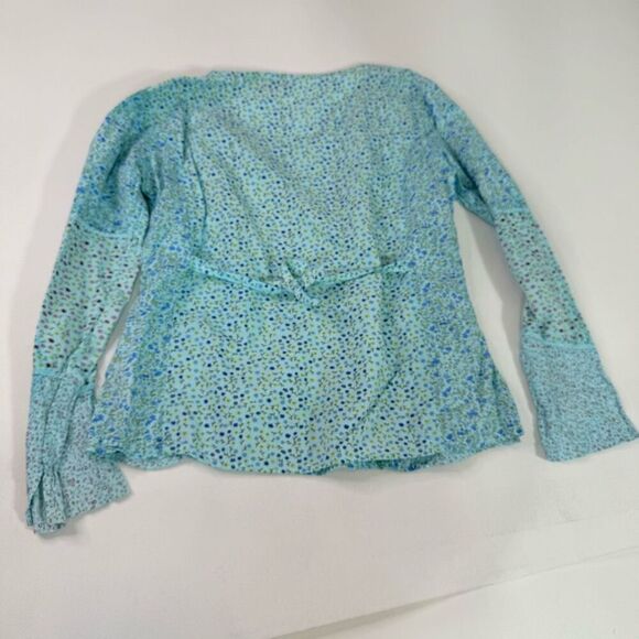 Flying High Foot Path Trading Top Women Large Blue Blouse Cottagecore Patchwork - Picture 7 of 8